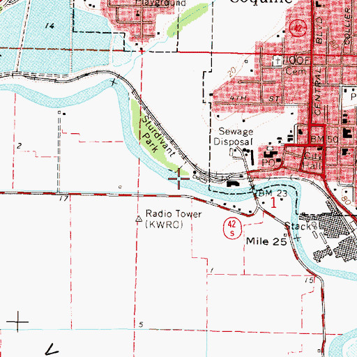 Topographic Map of Department of Motor Vehicles Coquille, OR