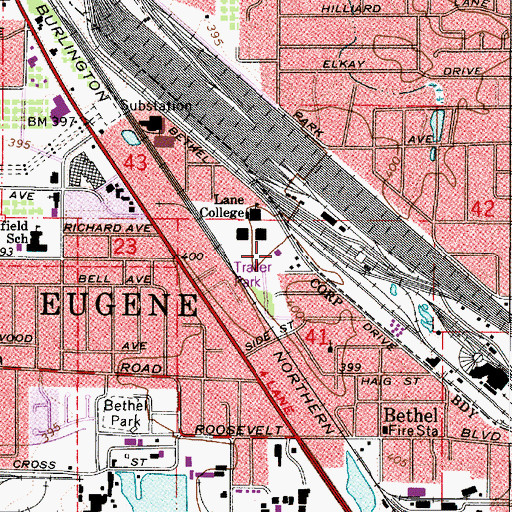 Topographic Map of Red Cross Oregon Pacific Chapter Office, OR
