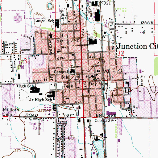Topographic Map of Junction City Historical Society Museum, OR