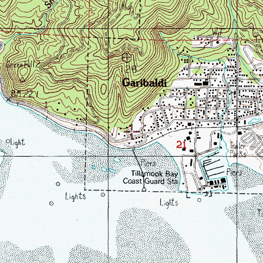 Topographic Map of United States Coast Guard Station Tillamook Bay, OR