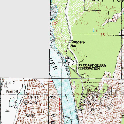 Topographic Map of United States Coast Guard Station Siuslaw, OR