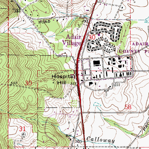Topographic Map of Adair Village City Hall, OR
