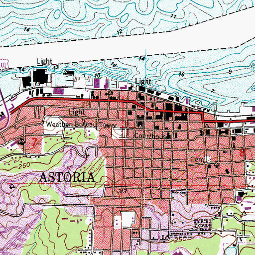 Topographic Map of Clatsop County Courthouse, OR