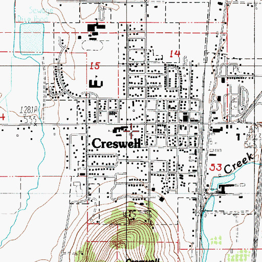 Topographic Map of Creswell Historical Museum, OR