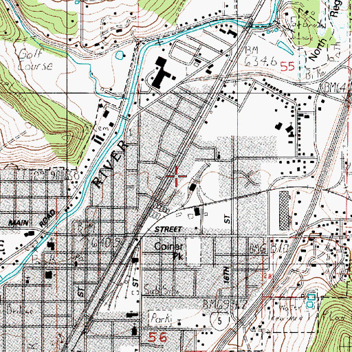 Topographic Map of Cottage Grove Public Works Shop, OR