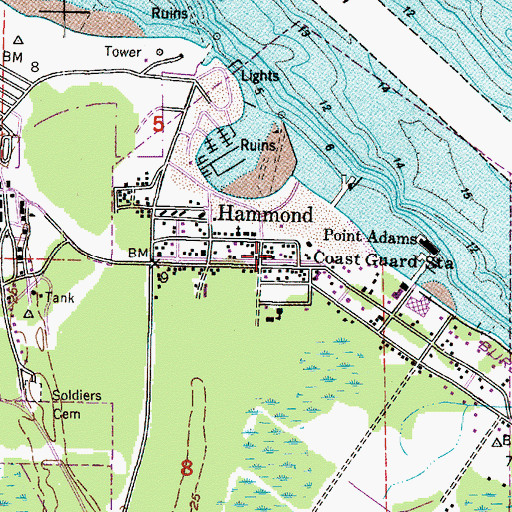 Topographic Map of Warrenton Community Library, OR