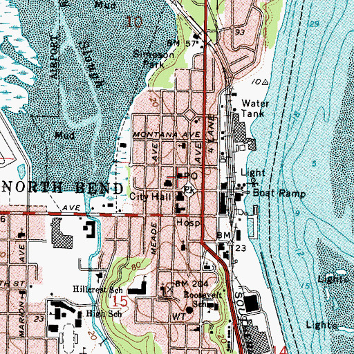 Topographic Map of North Bend Library, OR