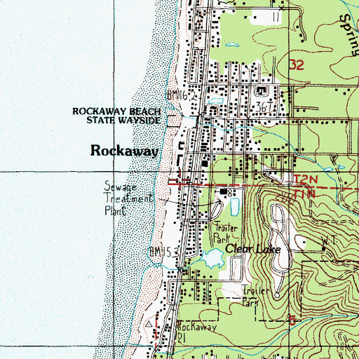Topographic Map of Rockaway Beach City Hall, OR
