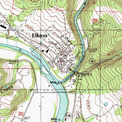 Topographic Map of Elkton City Hall, OR