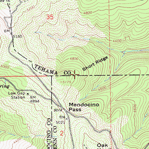 Topographic Map of Short Ridge, CA