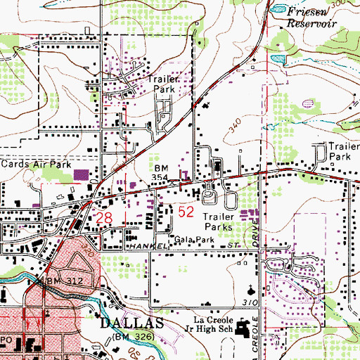 Topographic Map of Department of Motor Vehicles Dallas, OR