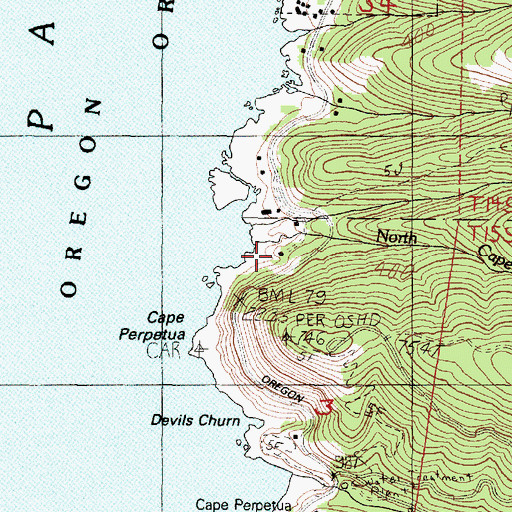 Topographic Map of Cleft of the Rock Cape Perpetua Lighthouse, OR