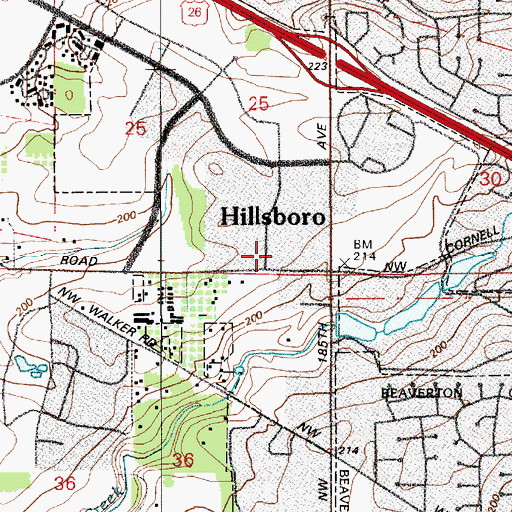 Topographic Map of Department of Motor Vehicles Tanasbourne, OR