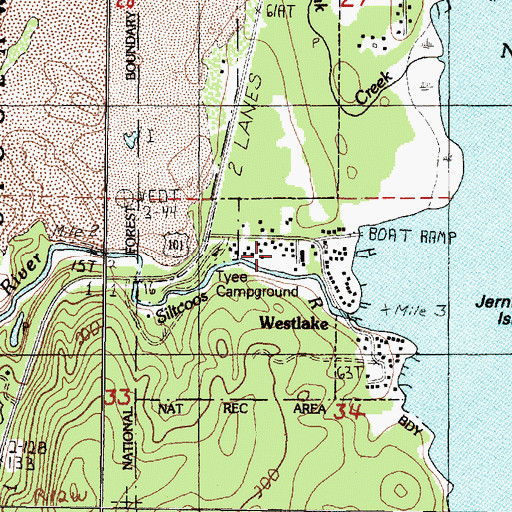 Topographic Map of Westlake - Dunes City City Hall, OR