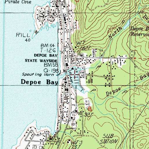 Topographic Map of United States Coast Guard Motor Lifeboat Station Depoe Bay, OR