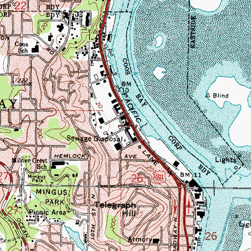 Topographic Map of United States Coast Guard Cutter Orcas Station, OR