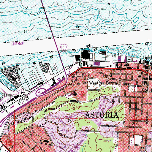 Topographic Map of Astor Street Opry Company Live Theatre, OR