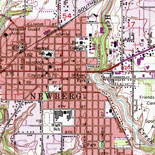 Topographic Map of Hoover - Minthorn House Museum, OR