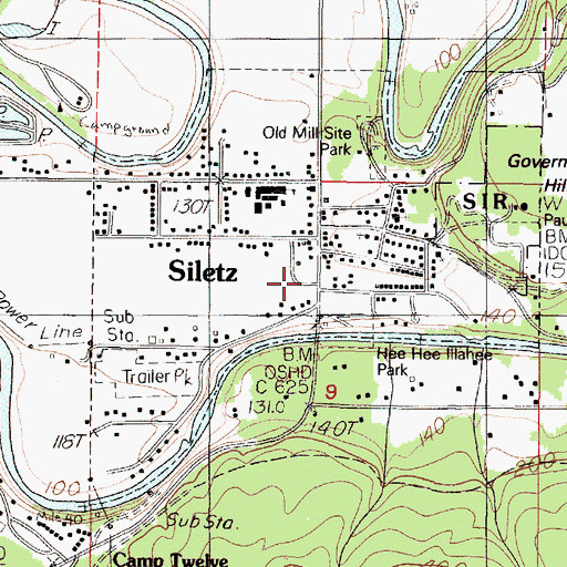 Topographic Map of Siletz Public Library, OR