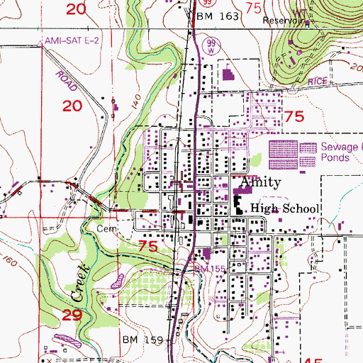Topographic Map of Amity City Public Library, OR