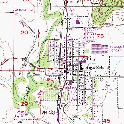 Topographic Map of Amity Municipal Courthouse, OR