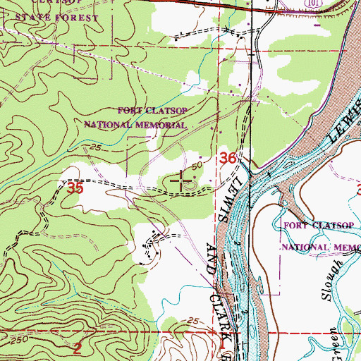 Topographic Map of Fort Clatsop National Memorial, OR