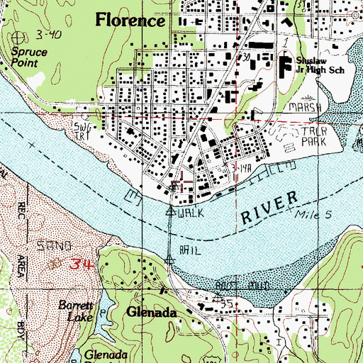 Topographic Map of Florence Playhouse, OR