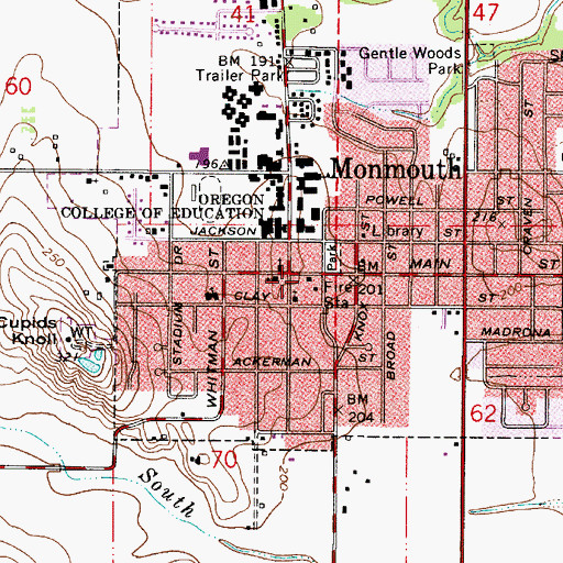 Topographic Map of Monmouth City Hall, OR