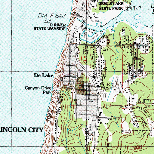 Topographic Map of Lincoln City Municipal Court, OR