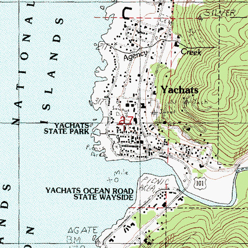 Topographic Map of Yachats Municipal Court, OR
