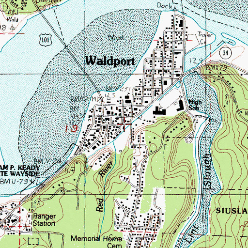 Topographic Map of Waldport Municipal Court, OR