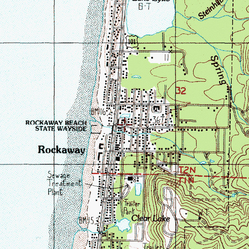 Topographic Map of Rockaway Beach Branch Library, OR