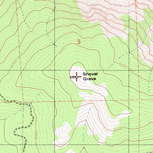 Topographic Map of Shovel Grave, CA