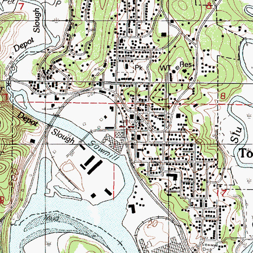 Topographic Map of Toledo Historical Museum at Toledo City Hall, OR