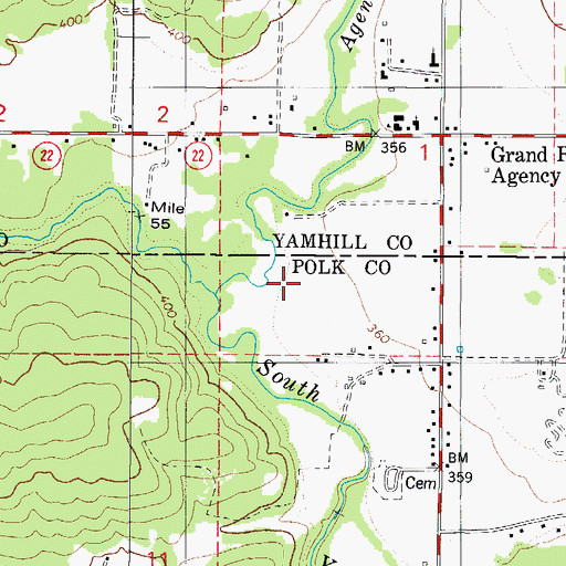 Topographic Map of Confederated Tribes of Grand Ronde, OR