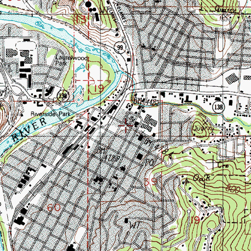 Topographic Map of Roseburg Municipal Court, OR