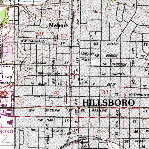 Topographic Map of Washington County Cooperative Library, OR