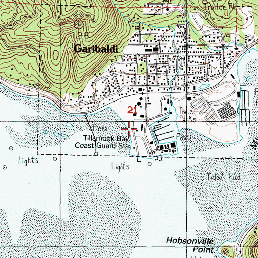 Topographic Map of Garibaldi Public Works, OR