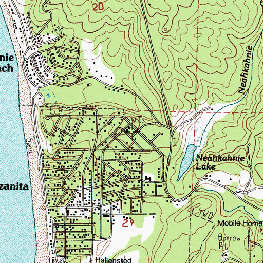 Topographic Map of Manzanita Public Works, OR