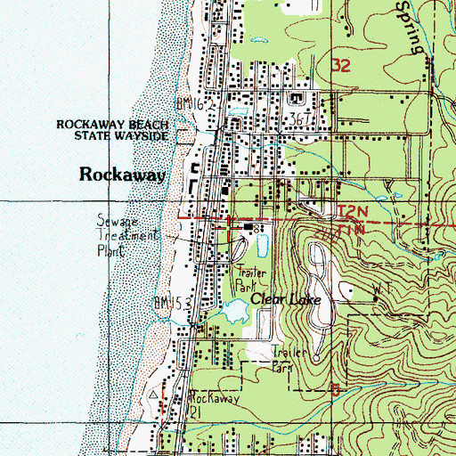 Topographic Map of Rockaway Beach Public Works, OR