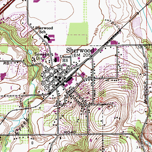 Topographic Map of Sherwood Public Works Department, OR