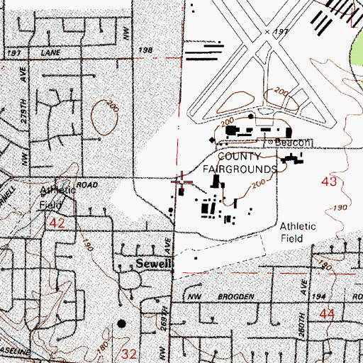 Topographic Map of Washington County Fair Complex DeMar Bachelor Amphitheatre, OR