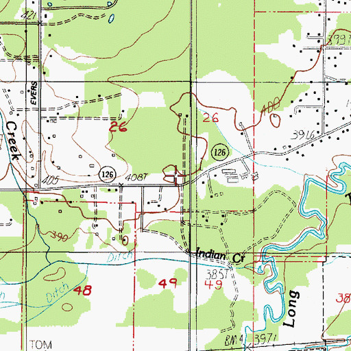 Topographic Map of Oregon Country Fairgrounds, OR