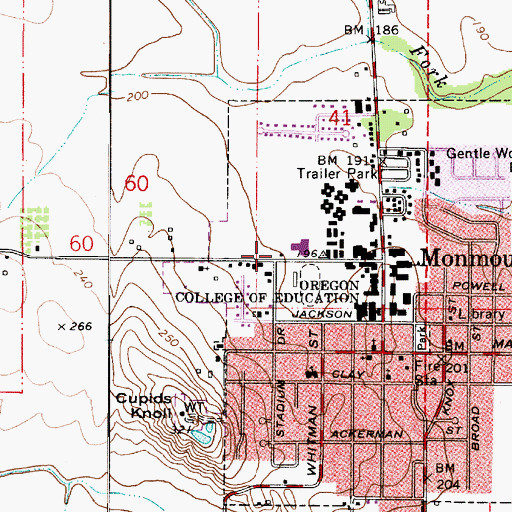 Topographic Map of Jensen Artic Museum, OR