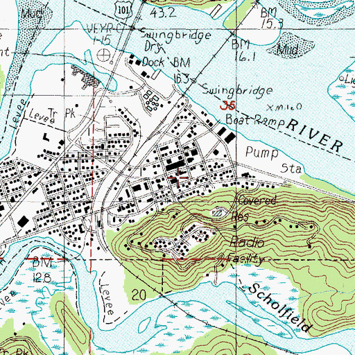 Topographic Map of Reedsport Branch Library, OR