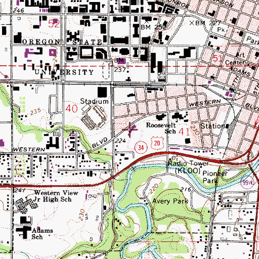 Topographic Map of Patrick Wayne Valley Stadium, OR