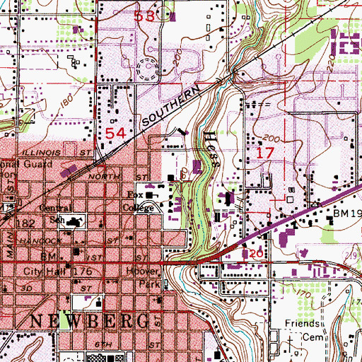 Topographic Map of George Fox University Amphitheatre, OR