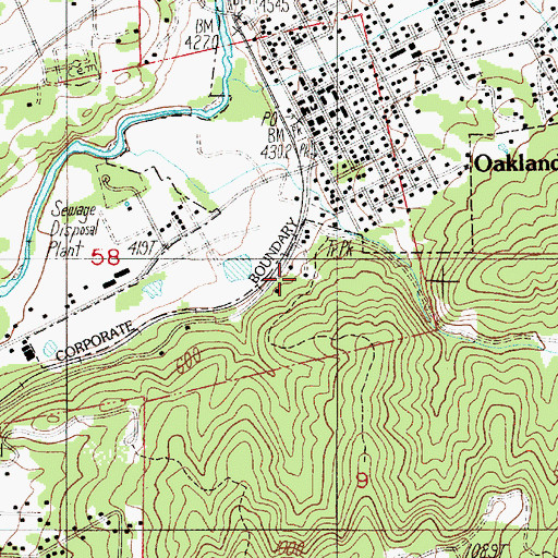 Topographic Map of Oakland Public Works, OR