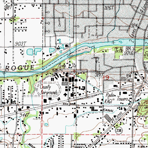 Topographic Map of Josephine County Public Works, OR