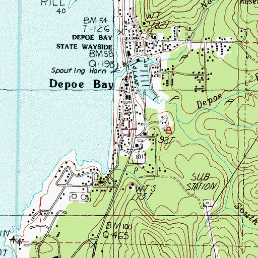 Topographic Map of Depoe Bay Public Works, OR